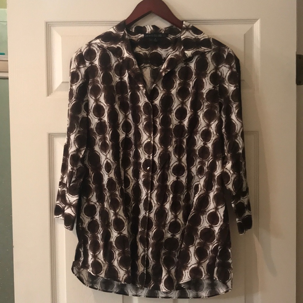 Lafayette 148 stretch cotton tunic blouse